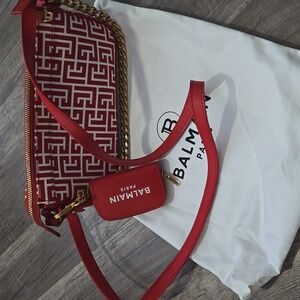 Balmain5B-ARMY CHAIN POUCH-CANVAS MONOGRAM